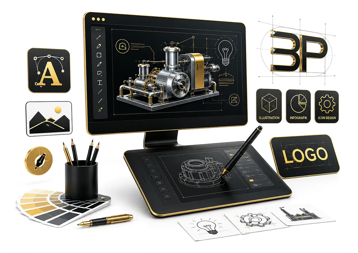 Infografiken, Icons und Logodesign für Unternehmen – Business Presenter entwickelt visuelle Gestaltungselemente mit Wiedererkennungswert.