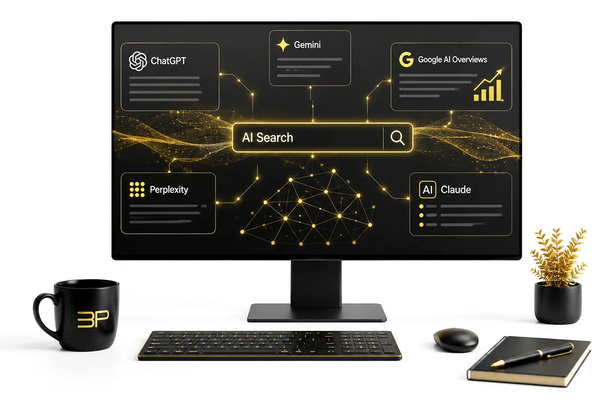 KI-Optimierung (GEO & LLMO) für ChatGPT, Google AI Overviews, Gemini, Claude und Perplexity mit Fokus auf bessere Sichtbarkeit in KI-Suchsystemen