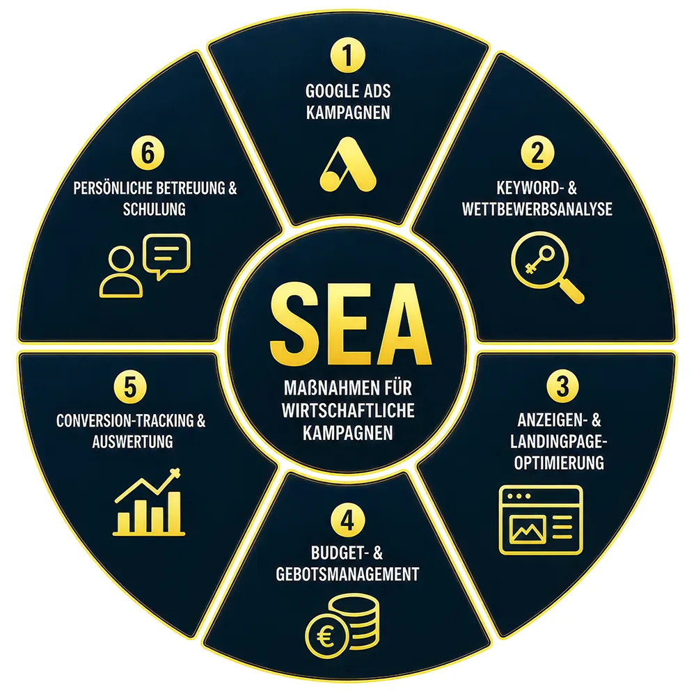 SEA-Leistungen für erfolgreiche Google Ads Kampagnen und nachhaltige Conversion-Optimierung.
